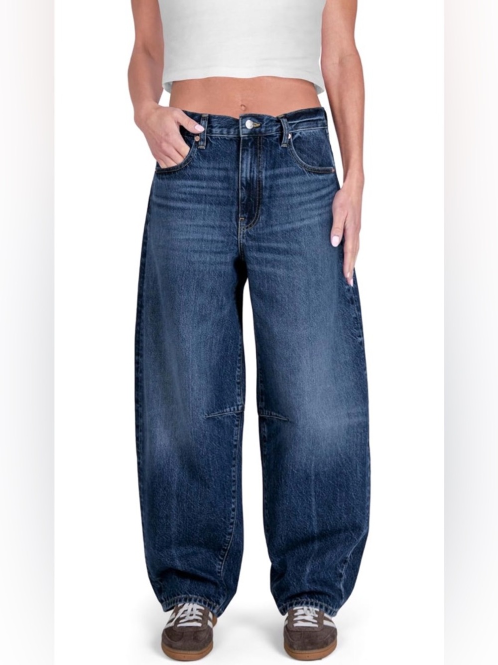 Cake The Label Womens Baggy Barrel Jeans Wide Leg Mid Rise Premium Denim